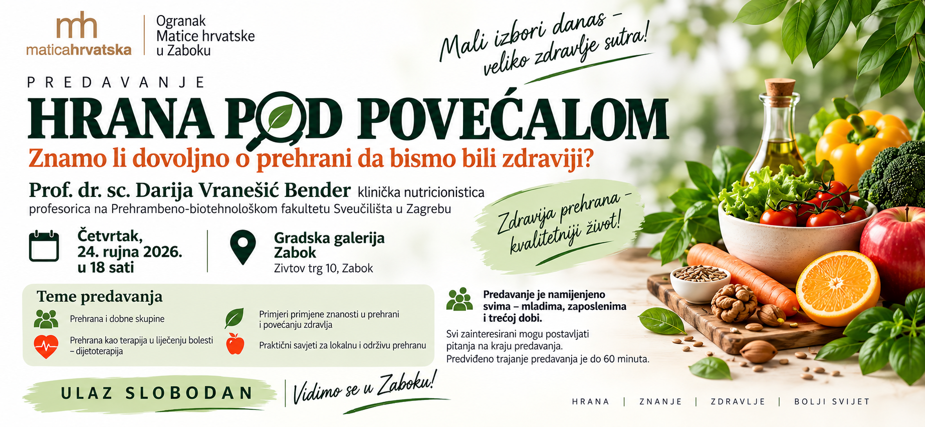 Hrana pod povećalom – predavanje prof. dr. sc. Darije Vranešić Bender u Zaboku