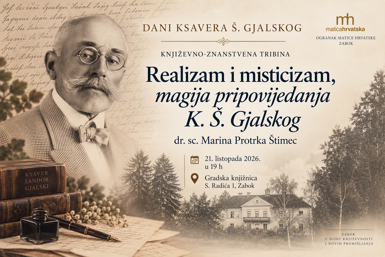 Književno-znanstvena tribina „Realizam i misticizam – magija pripovijedanja K. Š. Gjalskog“ u Zaboku